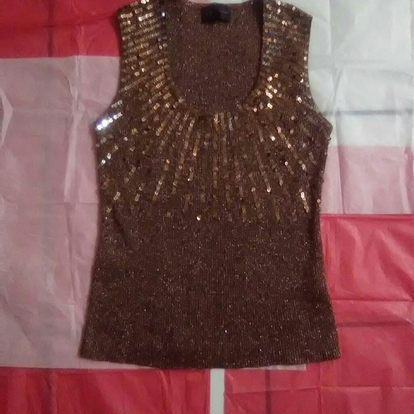Investments Tops - INVESTMENTS Bronze Sleeveless Top